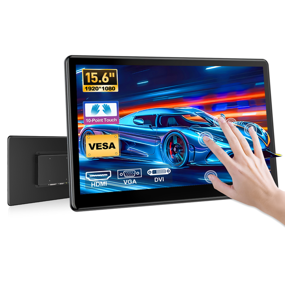 HOWENS 15.6 Inch Portable Touchscreen Monitor with HDMI VGA DVI Ports, 1920 x 1080 FHD IPS Touch Screen Display with Compatible with Laptops PC PS5/4, Industry, Screen Extender, Speaker