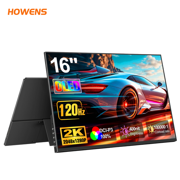 HOWENS 2K OLED 120Hz 16:10 WQXGA Monitor, 500 Nits Brightness, 100000:1 Contrast, HDR, Flicker-Free, for Professional Design & Gaming