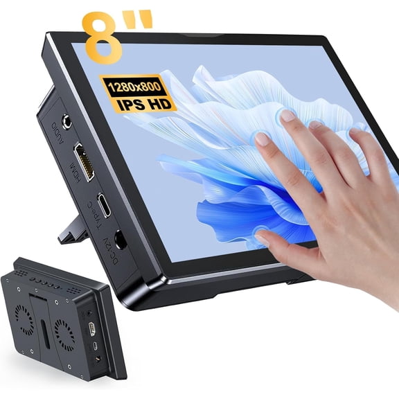 HOWENS 8 Inch Touchscreen for Raspberry Pi,5-Point 1280 * 800 IPS Touchscreen Portable Monitor with HDMI Interface Dual-Speaker for Raspberry Pi 5/4B/3B+/3B/B+ Jetson Nano Win11/10/8/7(8'' 1280*800)