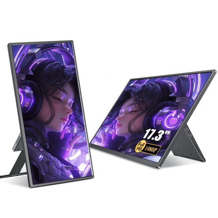HOWENS Portable Monitor 17.3 inch, FHD 1080P IPS Screen Laptop Display 72%NTSC 300cd/㎡ Brightness