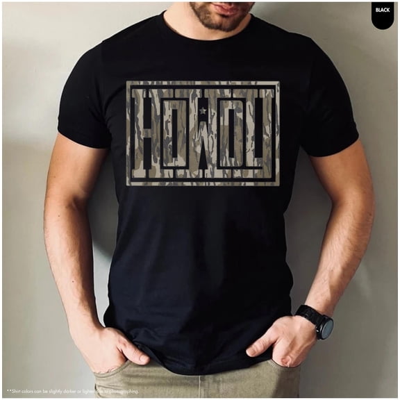 HOWL Camo Graphic Shirt, Mens Outdoor Hunting Tee, Tactical Style Shirt, Camouflage Wolf Howl, Rustic Nature Graphic Tee for Him or Her All Size S-5Xl