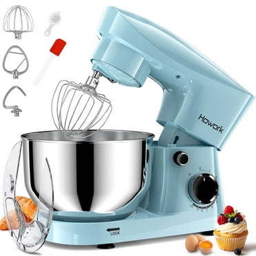 HOWORK 5.5-Qt Stand Mixer, Blue with Dough Hook, Beater, Whisk