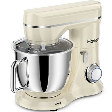 HOWORK Electric Stand Mixer, 5QT Multifunctional with Dough Hook, Wire Whip & Beater, Cream