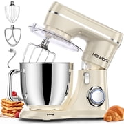 HOWORK Stand Mixer,5QT 10-Speed Tilt-Head Kitchen Electric Mixer for Daily Use with Egg Whisk,Dough Hook,Flat Beater, Cream - rated 5 stars from 5 reviews
