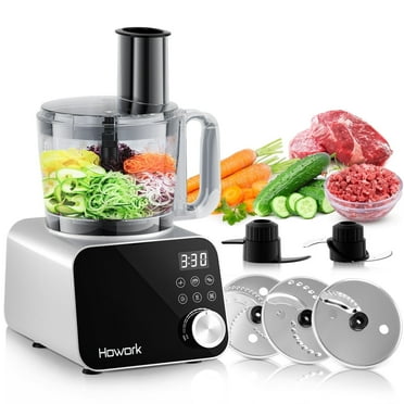 HOWORK 12 Cup Food Processor, Electric 11-Speed Vegetable Chopper for Slicing, Shredding, Mincing, Puree and Dough,Easy Clean for Home Use,600W, Silver