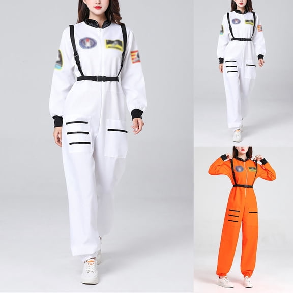 HOWPAY Adult Halloween Costumes Astronaut Uniform Cosplay Outfit Space Role Play Suit For Stage Performance Carnival Theme Party Event Halloween Costume L