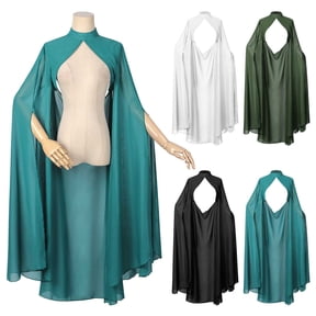 HOWPAY Adult Halloween Costumes Gothic Tulle Shawl Cape Cosplay Outfit Vintage Sheer Cloak Role Play Accessory For Masquerade Theme Party Halloween Costume One Size