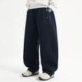 thumbnail image 1 of HOWPAY Baggy Sweatpants Boys Open Bottom Wide Leg Elastic Waist Drawstring Lounge Pants with Pockets Solid Color Athletic Sweat Pants Navy, 1 of 7