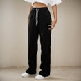 thumbnail image 1 of HOWPAY Baggy Sweatpants Girls Elastic Waist Open Bottom Wide Leg Lounge Sweat Pants with Pockets Solid Color Loose Jogger Track Pants Black, 1 of 9