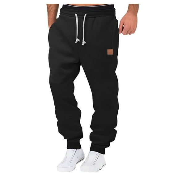 HOWPAY Baggy Sweatpants for Men Solid Color Wide Leg Drawstring Casual Relaxed Fit Jogger Lounge Pants with Pockets Lightweight Workout Track Pants Black XXL
