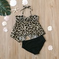 thumbnail image 1 of HOWPAY Bathing Suits for Girls Tropical Print Sleeveless Tankini Cut Out Bikini Bottoms Swimsuit Summer Beach Quick Dry 2 Piece Swimwear Brown, 1 of 8