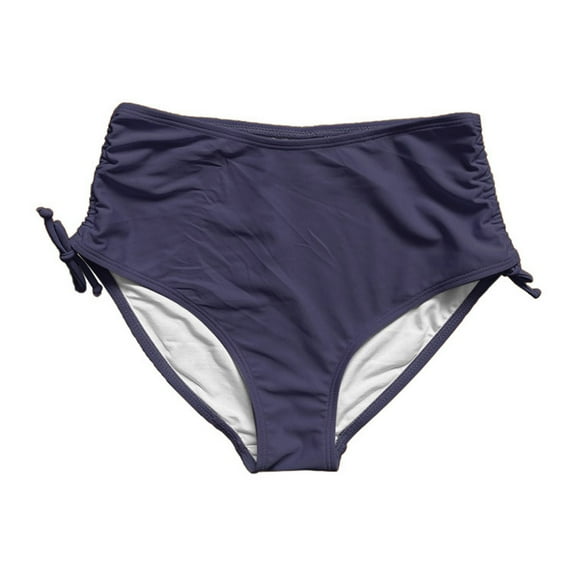 HOWPAY Bikini Bottoms Women Full Coverage Tummy Control Basic Swim Shorts High Waisted V Cut Soft Solid Color Beach Pool Bathing Suit Bottoms Blue XL