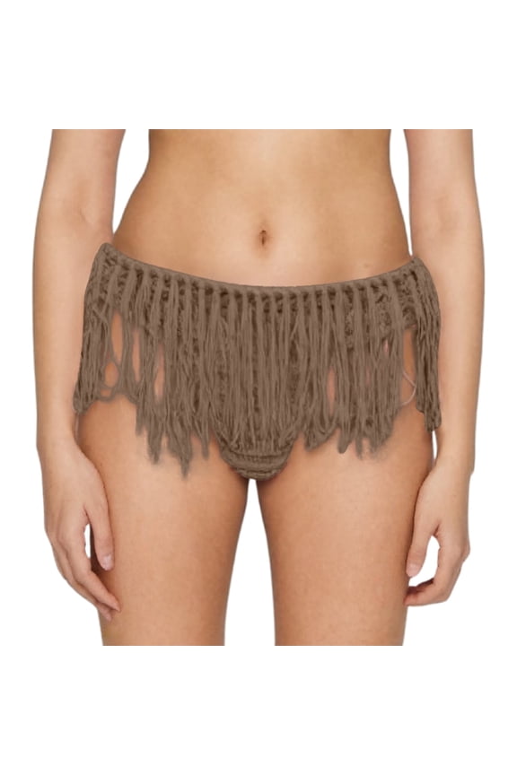 Bikini Bottoms Women High Waisted Crochet Hollow Out Basic Swim Briefs Solid Color Full Coverage Beach Pool Bathing Suit Bottoms Khaki M