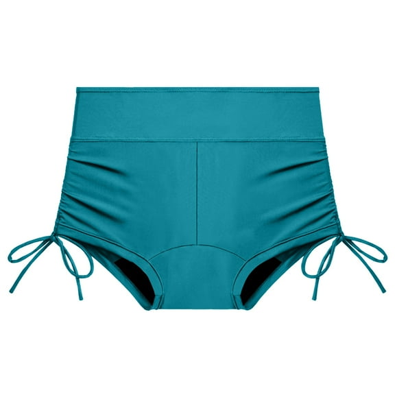 HOWPAY Bikini Bottoms Women High Waisted Tummy Control Basic Swim Shorts Solid Color Full Coverage Causal Beach Pool Bathing Suit Bottoms Blue XXL