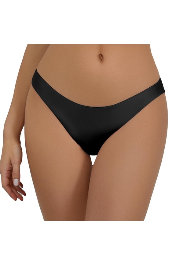Bikini Bottoms Women Moderate Coverage High Cut Tummy Control Basic Swim Briefs Mid Waisted Solid Color Beach Pool Bathing Suit Bottoms Black L