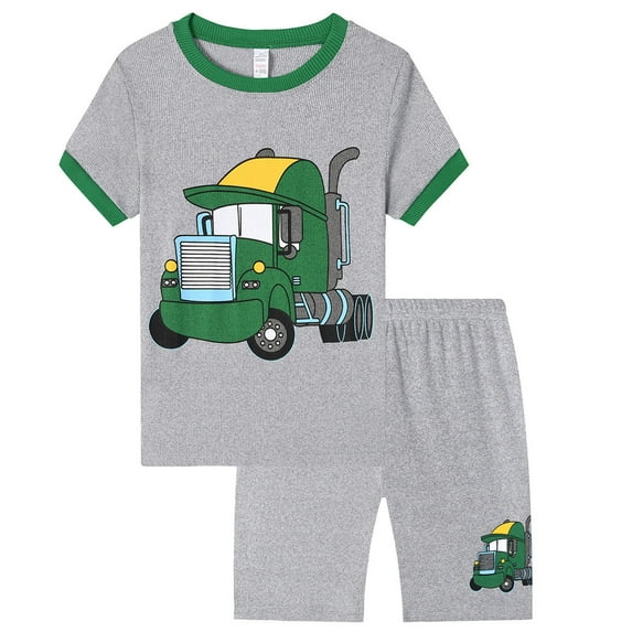 HOWPAY Boy Outfits Summer Graphic Short Sleeve Crew Neck T-Shirt and Elastic Waist Shorts Lounge Set Casual Loose Fit 2 Piece Loungewear Grey