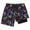 thumbnail image 1 of HOWPAY Boy Swim Trunks Quick Dry Elastic Waist Beach Shorts with Compression Liner Summer Athletic Bathing Suit Lightweight Stretch Swim Bottom Black, 1 of 4