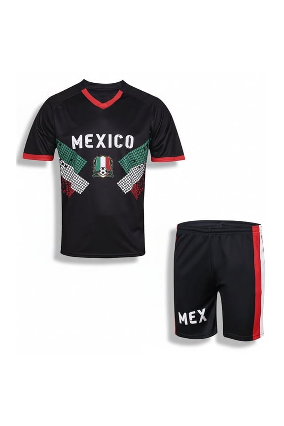 Boys Athletic Shorts Set Mexico 2 Piece Short Sleeve Kids Mexico Soccer Shirt Boys Soccer Shorts Youth Activewear Set