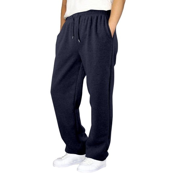 HOWPAY Boys Sweatpants Baggy Elastic Waist Drawstring Solid Color Workout Casual Joggers Open Bottom Wide Leg Pants with Pockets Sweat Pants Navy