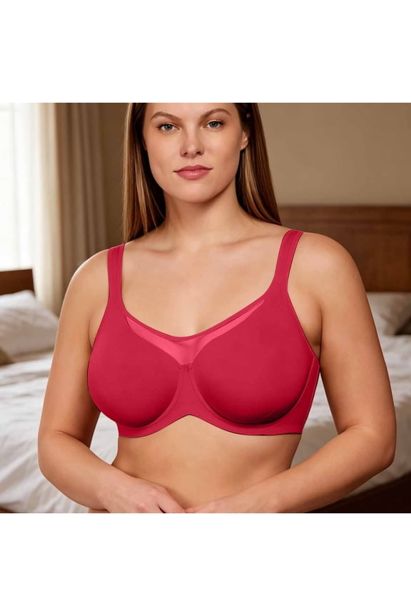 Bras for Women Full Coverage Plus Size Push up Sports Adjustable Traps Bralette Supportive Comfortable Soft T Shirt Bras Watermelon Red 42E