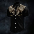 thumbnail image 1 of HOWPAY Button down Shirt Men Short Sleeve Western Cowboy Print Beach Vacation Tops Casual Regular Fit Oversized Summer Shirts Black L, 1 of 3