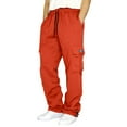 thumbnail image 1 of HOWPAY Cargo Pants for Men Casual Elastic Waist Drawstring Straight Leg Loose Fit Lounge Pants with Pockets Open Bottom Baggy Sweatpants Orange L, 1 of 4