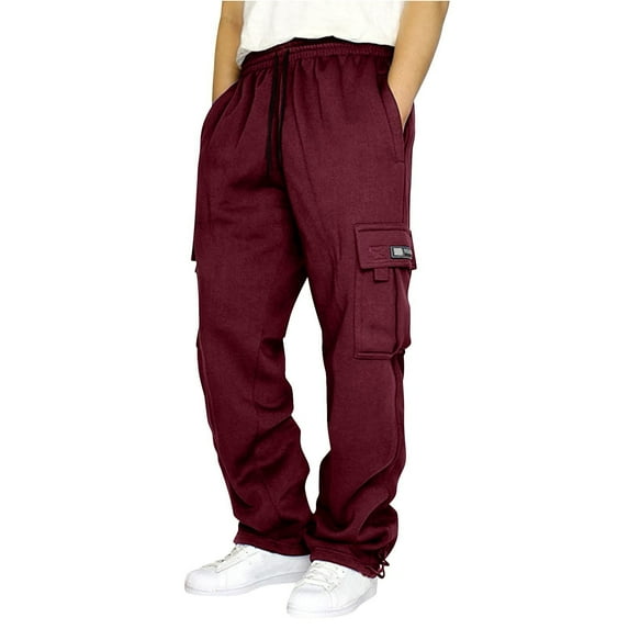 HOWPAY Cargo Pants for Men Casual Elastic Waist Drawstring Straight Leg Loose Fit Lounge Pants with Pockets Open Bottom Baggy Sweatpants XXL