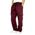thumbnail image 1 of HOWPAY Cargo Pants for Men Casual Elastic Waist Drawstring Straight Leg Loose Fit Lounge Pants with Pockets Open Bottom Baggy Sweatpants Wine XXXXL, 1 of 4