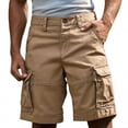thumbnail image 1 of HOWPAY Cargo Shorts Men Outdoor Lightweight Stretchy Cargo Pants Elastic Waist Solid Color Relaxed Fit Casual Workout Summer Hiking Shorts Khaki 28, 1 of 4