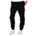thumbnail image 1 of HOWPAY Cargo Sweatpants for Men Elastic Waist Jogger Pants with Pockets Solid Color Stretch Baggy Drawstring Loose Fit Lounge Athletic Pants Black XL, 1 of 7