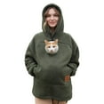 thumbnail image 1 of HOWPAY Cat Hoodie for Women Long Sleeve Pet Cat Dog Fleece Fuzzy Holder Carrier Hooded Sweatshirt with Zip Kangaroo Pocket Warm Cozy Unisex Hoodies Green XXXL, 1 of 9