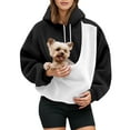 thumbnail image 1 of HOWPAY Cat Pouch Hoodie for Women Kangaroo Pocket Dog Pouch Hooded Pullover Sweatshirts Pet Carrier Animal Holder Long Sleeve Comfy Soft Tops Black S, 1 of 6