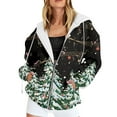 thumbnail image 1 of HOWPAY Christmas Hoodies for Women Zip up Drawstring Printed Long Sleeve Oversized Sweatshirt with Pocket Xmas Party Holiday Casual Fall Jacket Black XL, 1 of 6