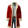 thumbnail image 1 of HOWPAY Christmas Trench Coat Men Solid Color Windbreaker Long Sleeve Notched Collar Long Jacket Wih Pockets Pea Coat Warm Winter Overcoat Red XXXL, 1 of 5