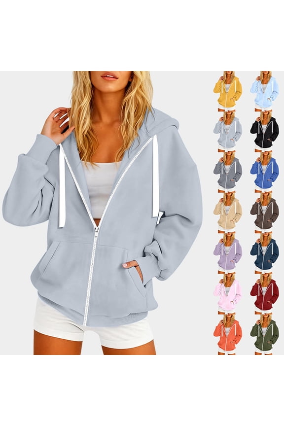 Color Block Zip Pocket Hoodies For Women Spring Fall Casual Hooded Sweatshirt Jacket Japanese Korean Style Outerwear Womens Zip Up Hoodies GY2 S