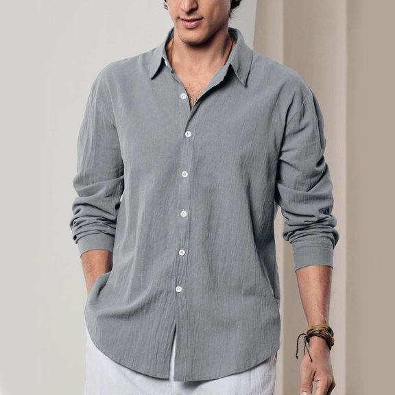 HOWPAY Dress Shirts for Men Slim Fit Long Sleeve Solid Color Classic Button down Shirts Stretch Business Casual for Wedding and Office Fall Clothes GY2 L