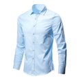 thumbnail image 1 of HOWPAY Dress Shirts for Women Long Sleeve Button down Business Casual Blouses Collared Solid Color Loose Lightweight Office Fall Clothes Blue M, 1 of 2