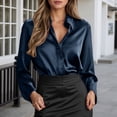 thumbnail image 1 of HOWPAY Dress Shirts for Women Long Sleeve Button down Business Casual Collared Blouses Solid Color Lightweight Loose Office Fall Outfits Navy S, 1 of 4