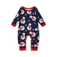 thumbnail image 1 of HOWPAY Family Christmas Pajamas Matching Sets Snowman Graphic Crew Neck Long Sleeve Bodysuit Holiday Loungewear Outfits for Bady Comfy Soft Xmas Lounge Sets Blue 6M, 1 of 7