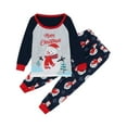 thumbnail image 1 of HOWPAY Family Christmas Pajamas Matching Sets Snowman Graphic Crew Neck Long Sleeve Tops and Pants Sleepwear Outfits for Women Men Soft 2 Piece Xmas Lounge Sets Blue 5T, 1 of 7