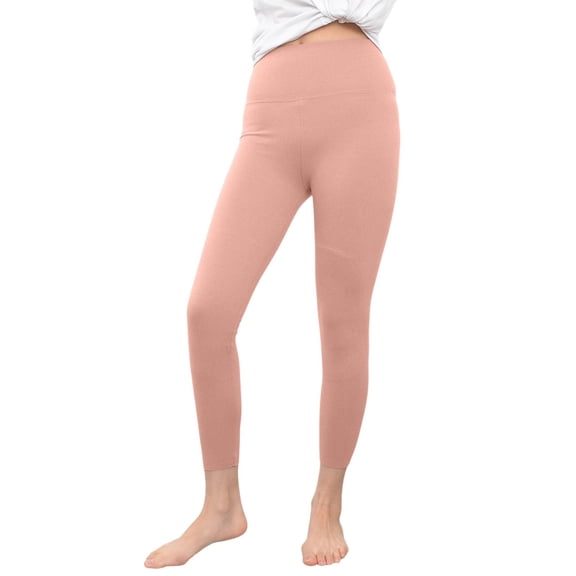 HOWPAY Lined Leggings Women Thermal High Waisted Tights Yoga Pants with Knee Pad Casual Stretchy Warm Winter Solid Color Tummy Control Running Workout Leggings Pink L