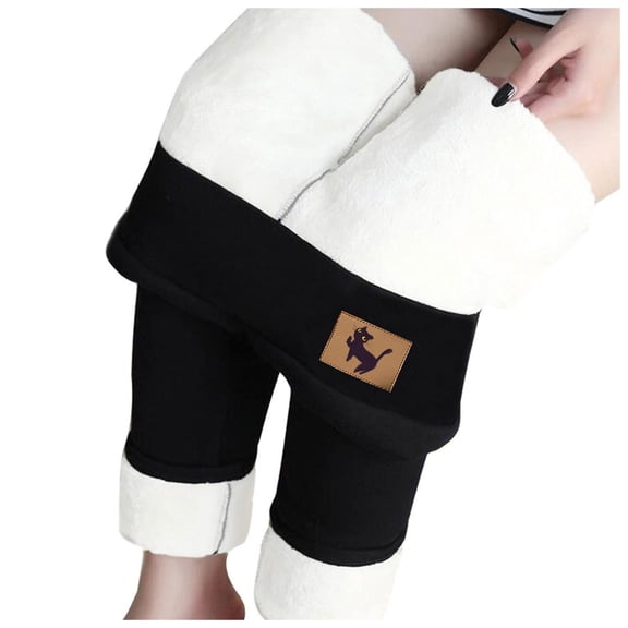 HOWPAY Fleece Lined Leggings for Women Thermal Thicken High Elastic Waisted Tights Yoga Pants Warm Winter Stretchy Soft Running Workout Leggings Black XXXXXL