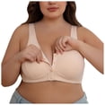 thumbnail image 1 of HOWPAY Front Closure Bras For Women Supportive Push Up Wireless Full Coverage No Underwire Snap Closing Bralettes Comfortable Soft T-Shirt Bra Beige 54, 1 of 6