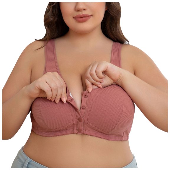 HOWPAY Front Closure Bras For Women Supportive Push Up Wireless Full Coverage No Underwire Snap Closing Bralettes Comfortable Soft Underwear Orange 54
