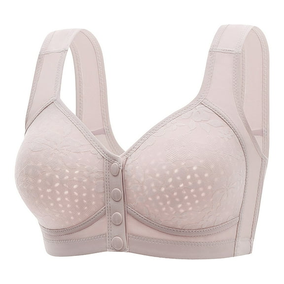 HOWPAY Front Closure Bras for Women No Underwire Supportive Wireless Full Coverage Push up Snap Closing Bralettes Comfortable Soft Underwear Purple 42
