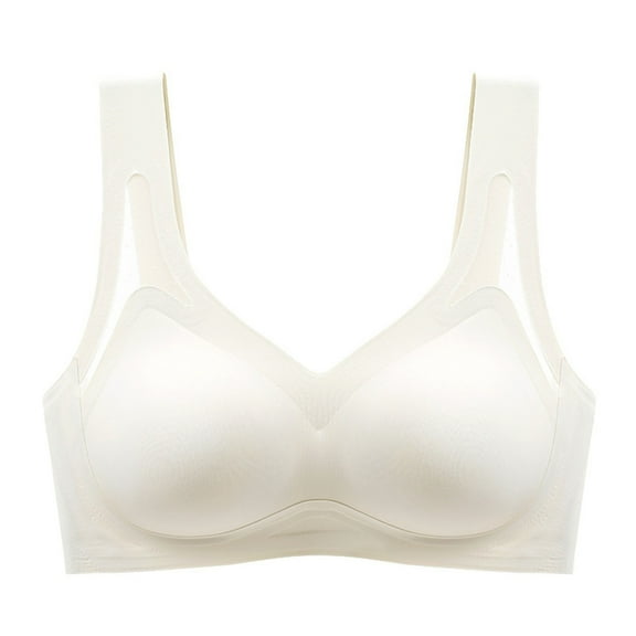 HOWPAY Full Coverage Bras for Women No Underwire Wireless Push up Smooth Supportive Sports Stretch Pullover Bralettes Comfortable Soft Underwear Beige XXXXL