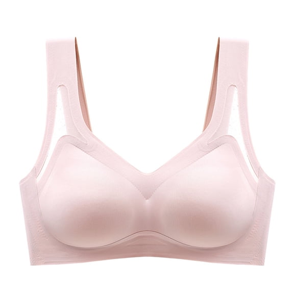 HOWPAY Full Coverage Bras for Women No Underwire Wireless Push up Smooth Supportive Sports Stretch Pullover Bralettes Comfortable Soft Underwear Pink L