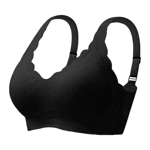 HOWPAY Full Coverage Bras for Women Wireless No Underwire Push up Adjustable Straps Supportive Smooth Sports Bralettes Comfortable Soft Underwear Black XXXXL