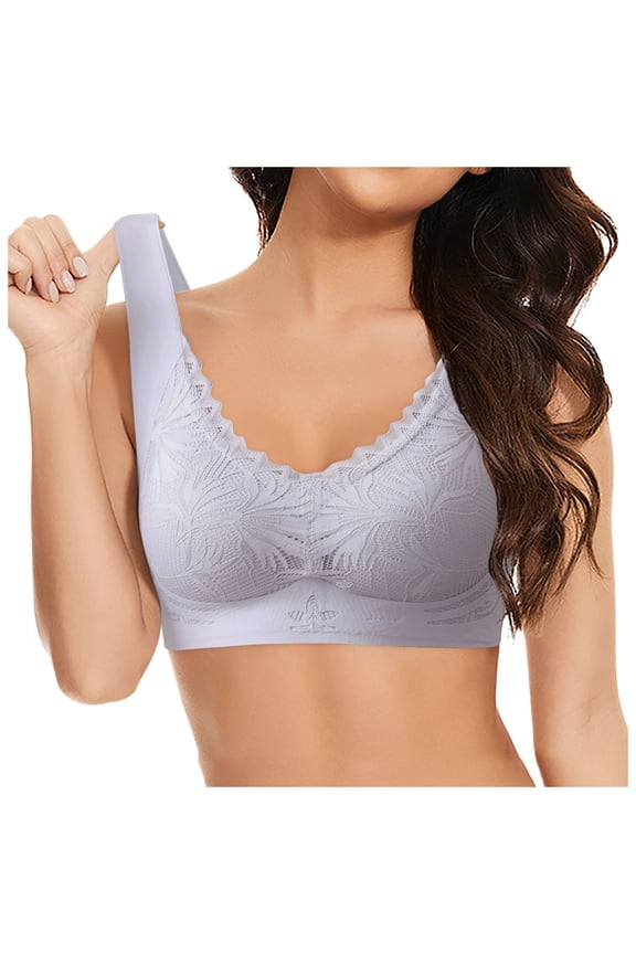 Full Coverage Bras for Women No Underwire Push up Wireless Supportive Stretch Sports Pullover Bralettes Comfortable Soft Underwear Purple XL