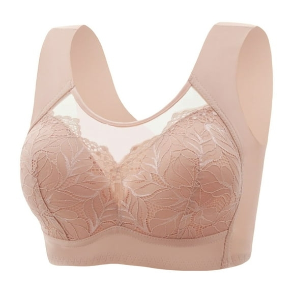 HOWPAY Full Coverage Bras for Women No Underwire Wireless Push up Supportive Stretch Sports Pullover Bralettes Comfortable Soft Underwear Khaki 36